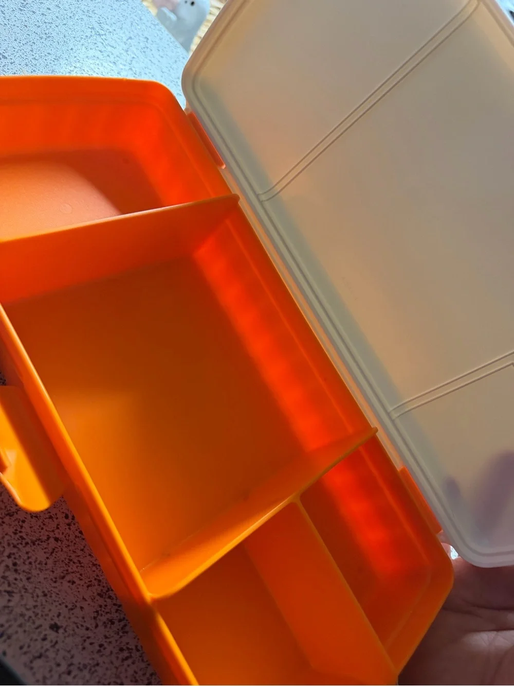 Tupperware Bright Orange Plastic Compartment Organizer